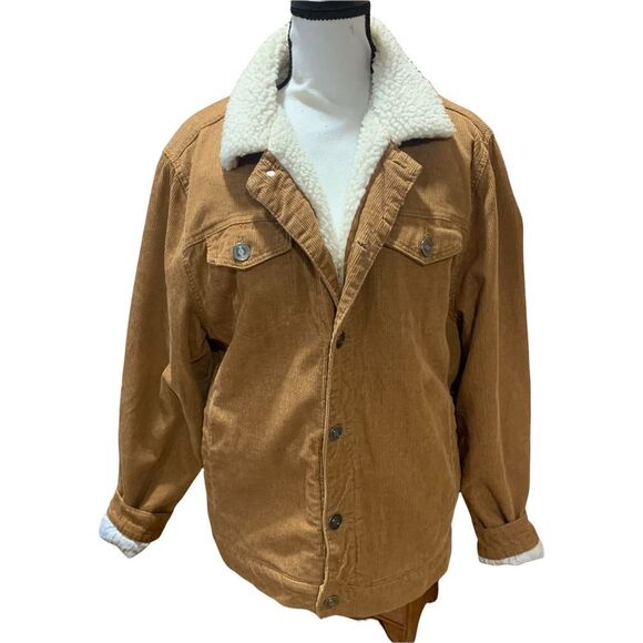 Rue 21 Corduroy Tan Button-down Jacket with Fleece Lining - Picture 1 of 12